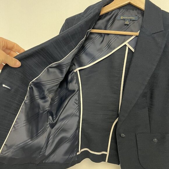 Brooks Brothers Navy Blue Cotton Blend Nautical Blazer Jacket Sz 2 - Picture 10 of 12